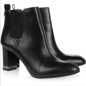 Tory Burch April Leather Bootie Designer Heeled Logo LUXURY #124